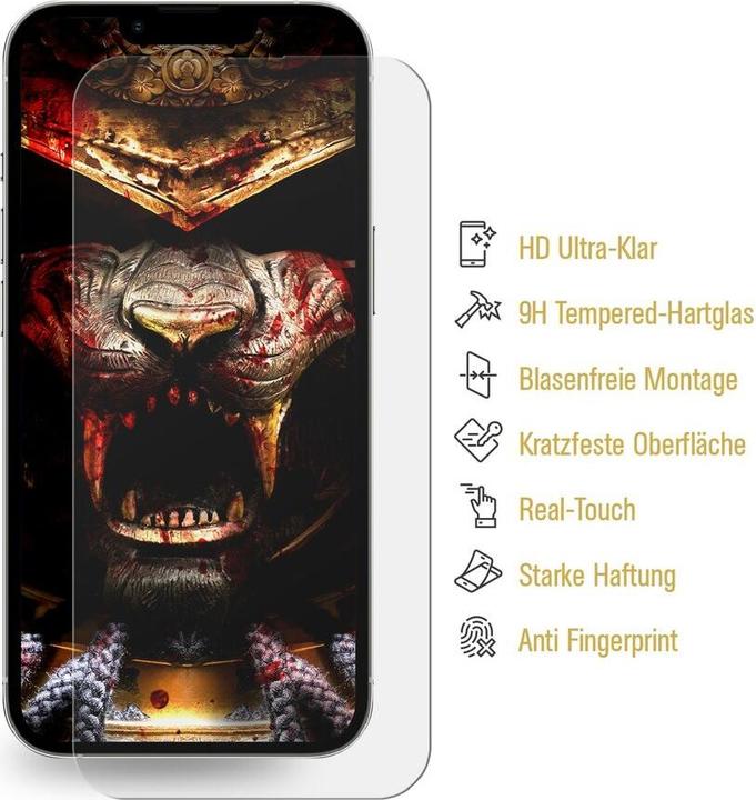 Produktbild Protectorking 1x 3D A++ echtes Tempered 9H Panzerhartglas KLAR (1 Stück, Apple iPhone 13 Pro)