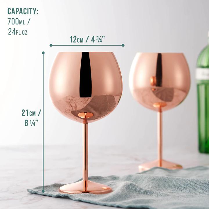 Actual product image Oak & Steel Stainless steel gin glasses rose gold set of 4 (7 dl, 4 x, Gin glasses)