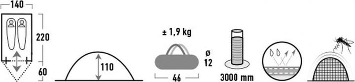 Produktbild High Peak Kingfisher 2 Kuppelzelt 2 Person(en) (Kuppelzelt, 1.90 kg, 2 Personen)