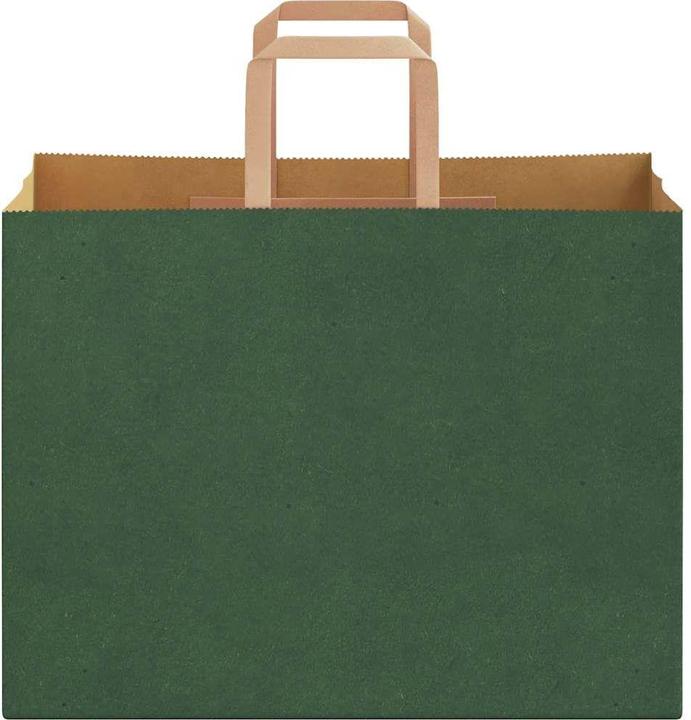 Produktbild VidaXL Kraftpapiertüten 250 Stk. mit Henkel Grün 32x17x25 cm Papiertüte (Geschenktüte, 250 x)