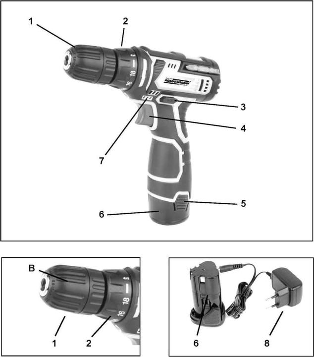 Image du produit Mannesmann Perceuse-visseuse sans fil 12 V (Fonctionnement sur batterie)