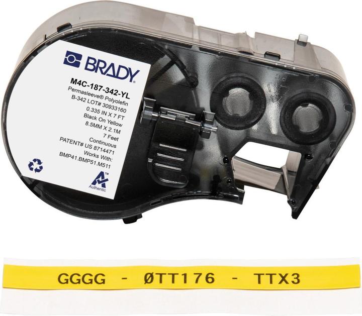 Immagine prodotto Brady M4C-187-342-YL, Permasleeve, poliolefina termorestringente, nero su giallo, 8,50 mm x 2,13