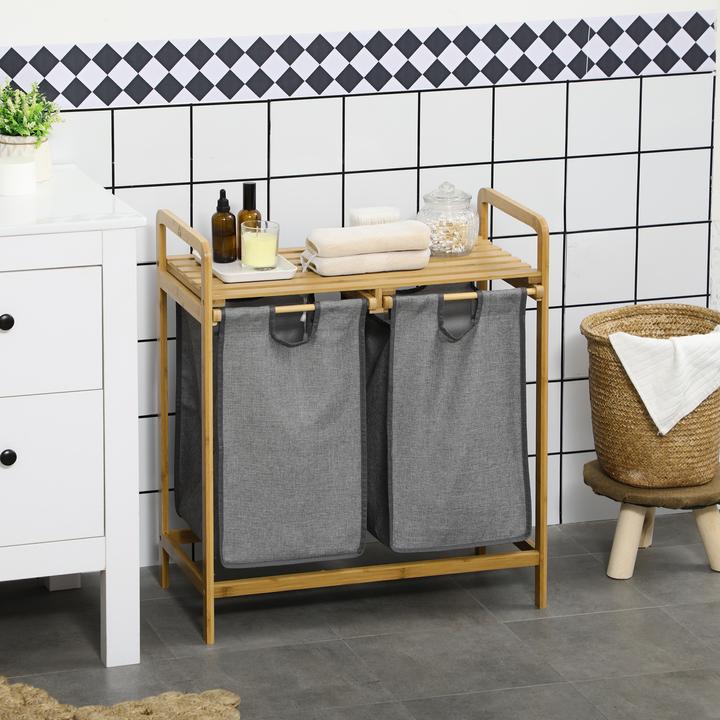 Actual product image Homcom Laundry basket with 2 separate laundry bags