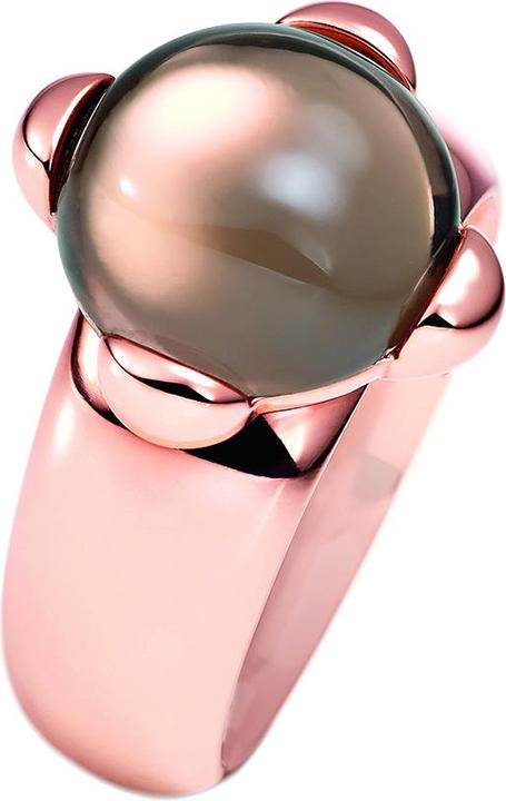 Actual product image Xen Ring with 12 mm smoky quartz cabochon rose gold plated (49)