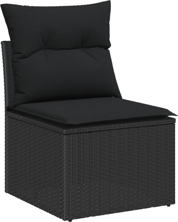 Actual product image VidaXL 9-piece garden sofa set with cushions black poly rattan acacia