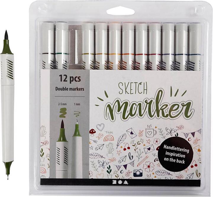 Produktbild Creativ Company Fasermaler Sketch Marker (Mehrfarbig, 5 mm, 12 x)