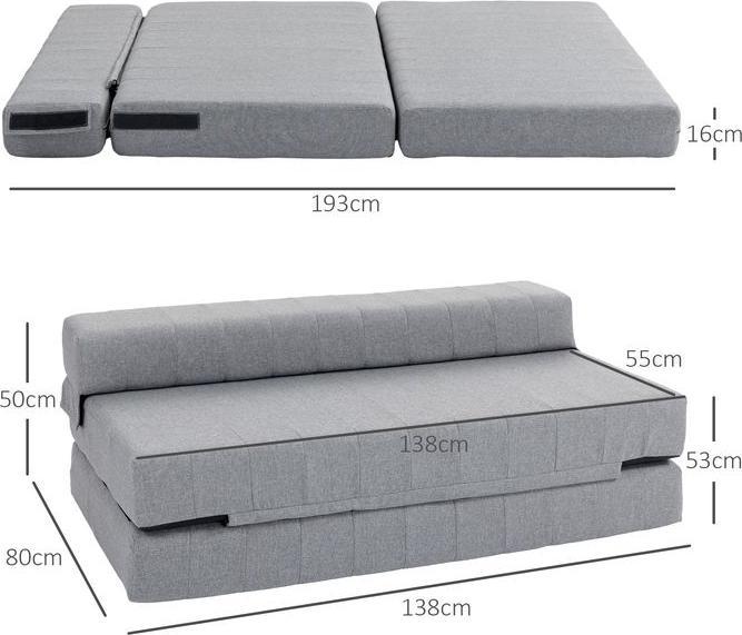 Actual product image Swisshandel24 Folding armchair with bed function, guest bed, foldable, up to 250 kg, 138x80x50 cm, grey (2 person sofa)