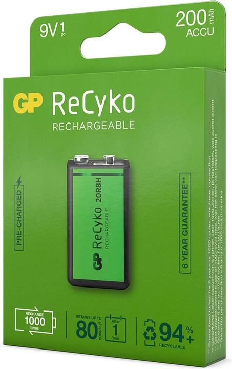 Actual product image GP Batteries ReCyko (1 pcs., 9V Block, 200 mAh)
