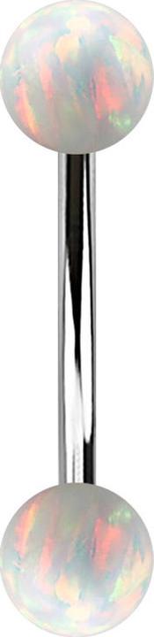 Actual product image Star Piercing Micro banana silver with two balls opal white (without brass, Surgical steel 316L)