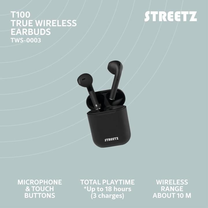 Actual product image Streetz TWS - Semi-in-ear Earbuds (No noise cancelling, 18 h, Wireless)