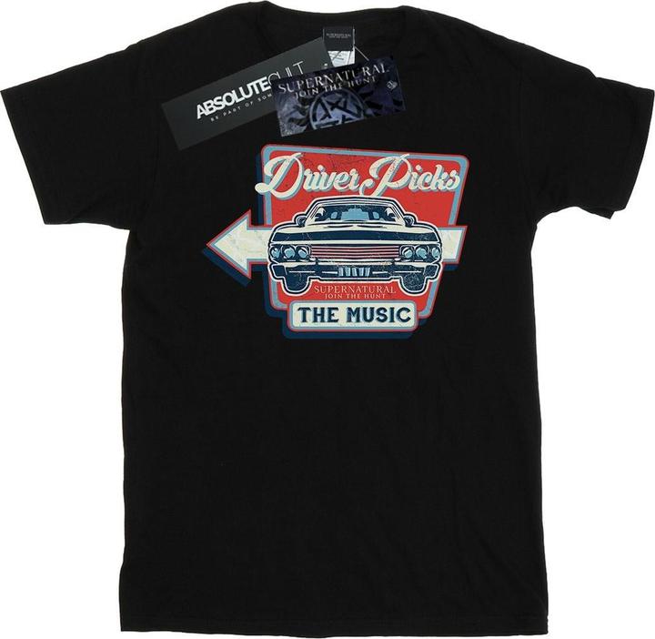 Actual product image Supernatural Womens/Ladies Driver Picks The Music Cotton Boyfriend T-Shirt (XXL)