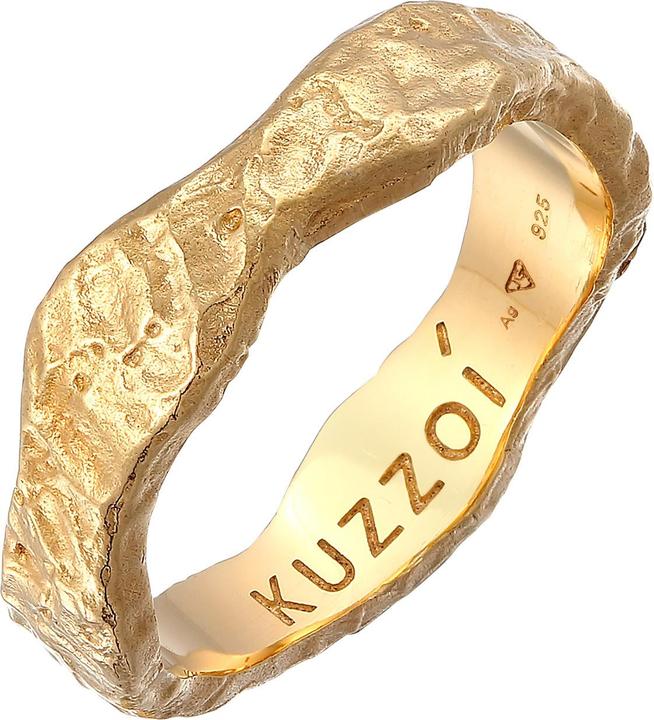 Kuzzoi Ring Herren Bandring Organic Struktur 925 Silber (62, 925 Silber)