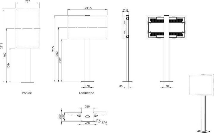 Produktbild Vogels POA 9601 Outdoor-Rahmen für LG 49XE4F, Rahmen, Wand, 124,5 cm (49 Zoll), 124,5 cm (49 Zol...