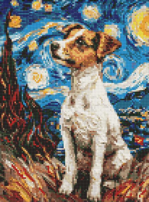 Actual product image Ideyka Diamond Painting - Adorable Jack Russell 30 x 40 cm