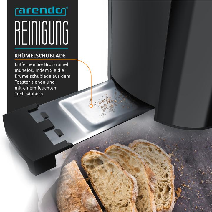 Produktbild Arendo Toaster Langschlitz Edelstahl 4 Scheiben, Brötchenaufsatz, Display mit Restzeitanzeige, Doppelwand