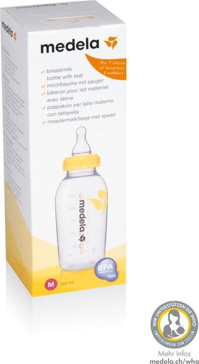 Produktbild Medela Milchflasche 250 ml mit Sauger M (Mittlerer Fluss / 4 bis 6 Monate) (250 ml)