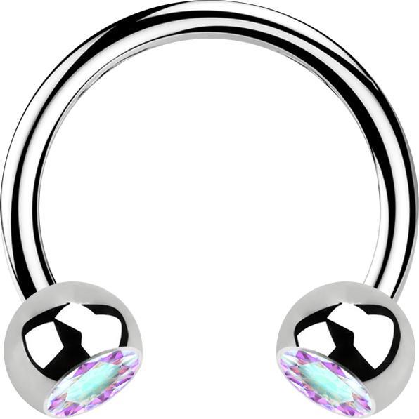 Produktbild Star Piercing Micro Circular Barbell silber mit zwei Kugeln Kristall multicolor (Chirurgenstahl 316L, ohne Messing)