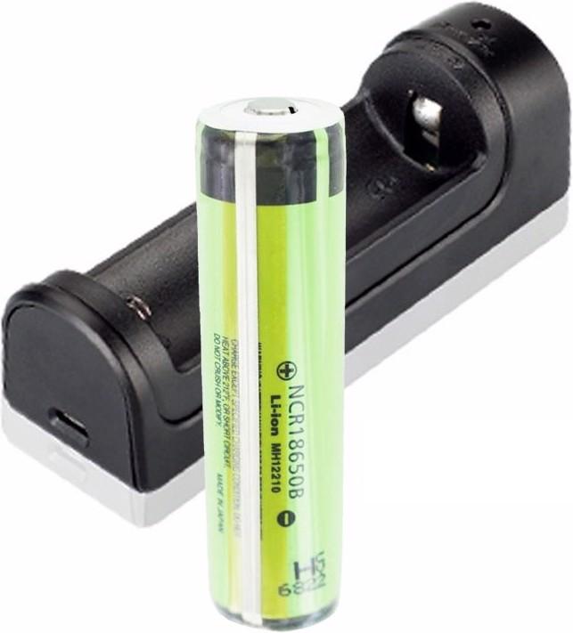 Actual product image Panasonic 18650 battery with protection circuit and fast charger (1 pcs., 18650, 3400 mAh, Battery + charger)