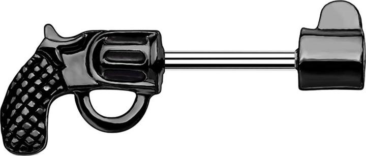 Star Piercing Barbell Stab Revolver schwarz (Chirurgenstahl 316L, Messing)