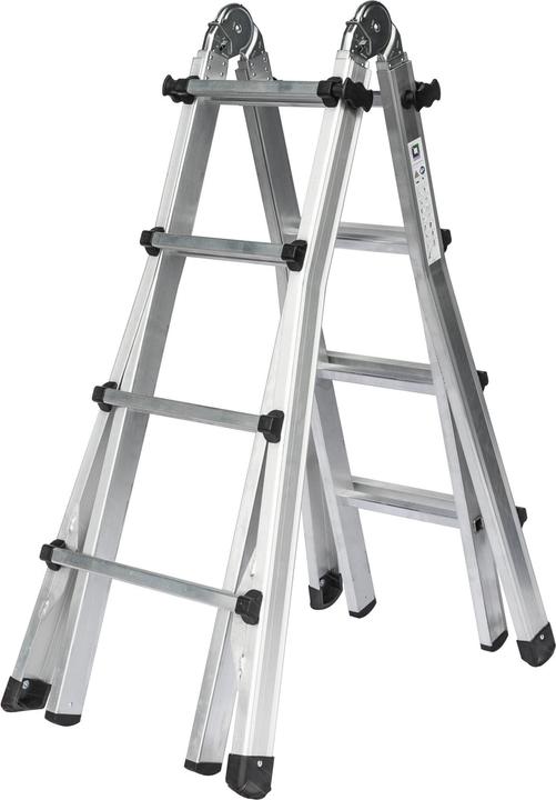 Munk Teleskopleiter 4-teilig ohne Traverse 4x4 Sprossen (Teleskopleiter, 420 cm)