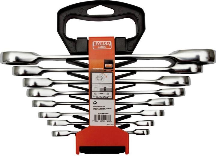 Actual product image Bahco Set of metric ratchet ring spanners - 8 pieces (7 mm, 9 mm, 11 mm, 13 mm, 15 mm, 17 mm, 19 mm, 24 mm)