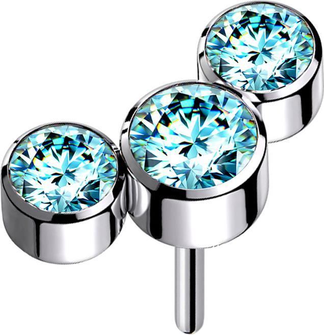 Immagine prodotto Star Piercing Threadless argento tre cristalli acqua (Titanio G23, senza ottone)