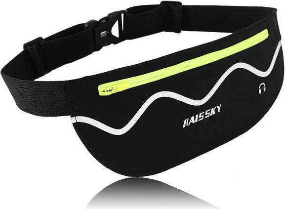 Haissky Universelle Sport Bauchtasche mit Kopfhörerausgang