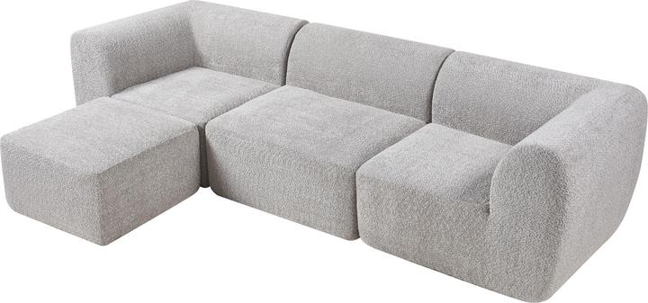 Produktbild En.Casa Modular Sofa 3-Sitzer Hurvas mit Longchair Bouclé Grau