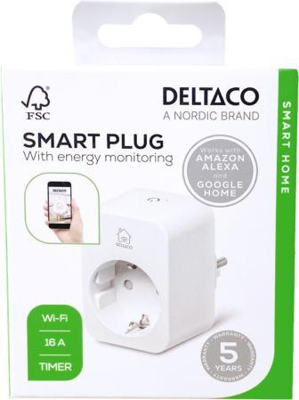 Productafbeelding Deltaco Smart Home stekker verbruiksmonitor 16A wit