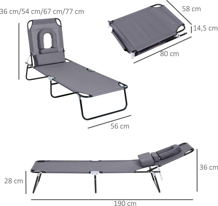 Image du produit Outsunny Chaise longue de jardin avec ouverture faciale (190 cm)