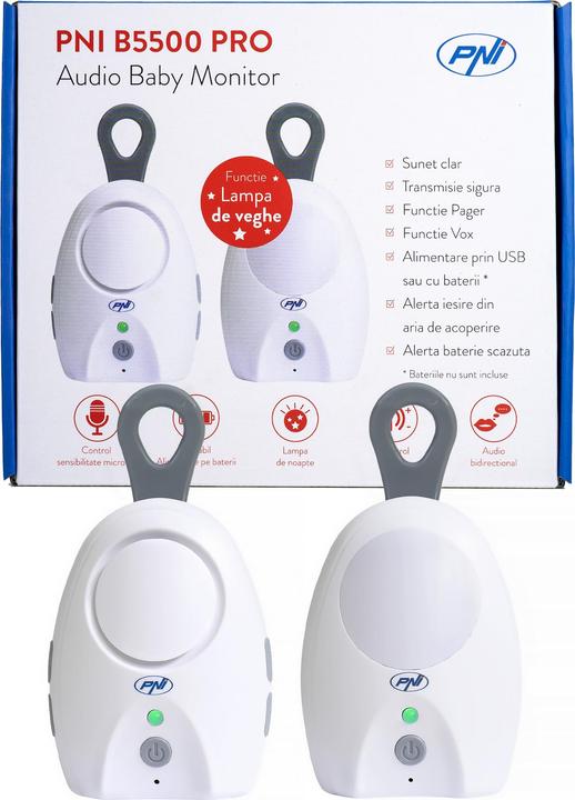 Actual product image PNI Audio baby monitor B5500 PRO wireless, intercom, with night lamp, vox and pager function (Baby Monitor Audio, 100 m)