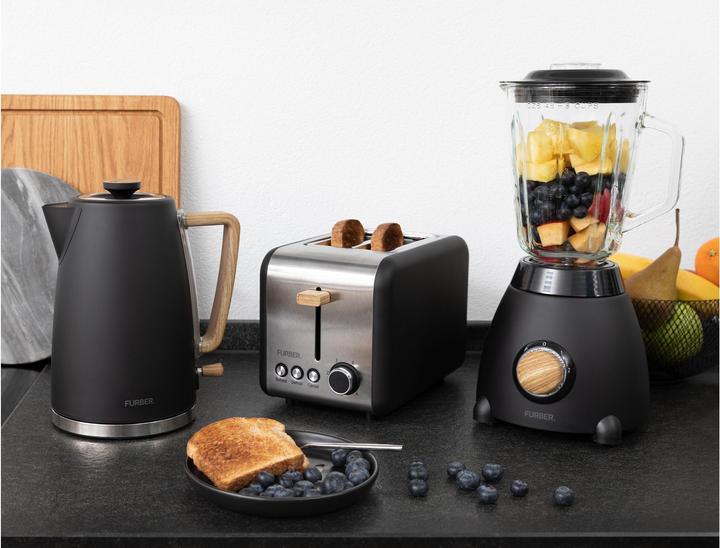 Actual product image Furber Kettle, Stand Mixer and Toaster Set, Black Matt