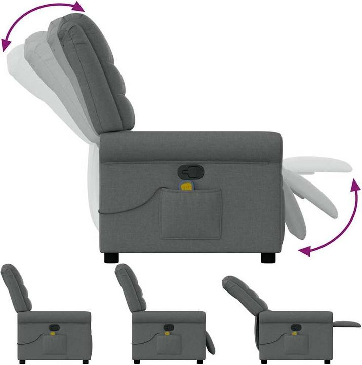 Actual product image VidaXL Massage armchair dark grey fabric massage TV armchair