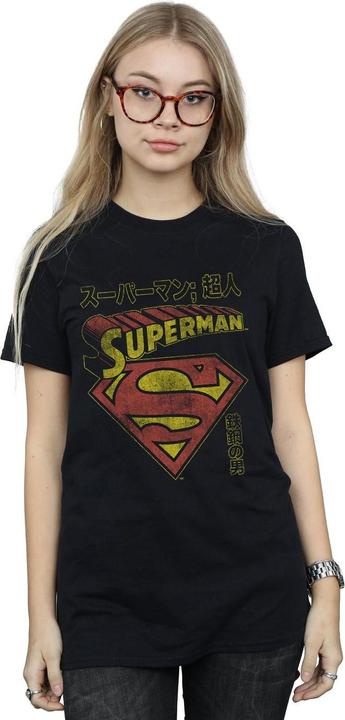 Actual product image Womens/Ladies Superman Shield Cotton Boyfriend T-Shirt (L)