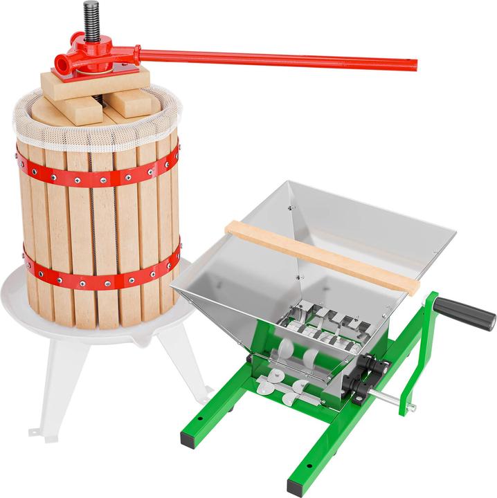 Immagine prodotto Wiltec Set 18L pressa per frutta Panno per la stampa Mulino per frutta 7L pressa per vino Spremiagrumi