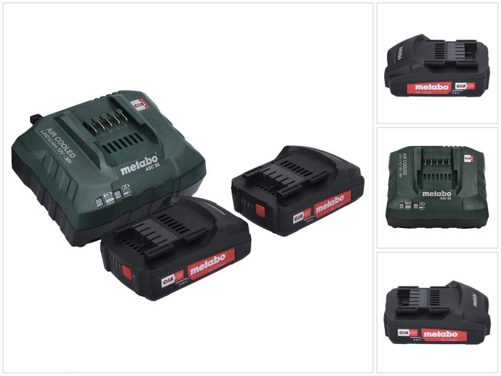 Metabo Basic Set 2x Li-Power battery pack 18 V 2.0 Ah CAS Li-Ion battery ( 2x 625596000 ) + ASC 55 charger (18 V)