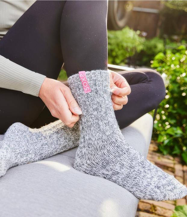 Immagine prodotto Soxs Calze da donna in lana grigia bubblegum, calzino da polpaccio (Confezione singola, 34 - 36)