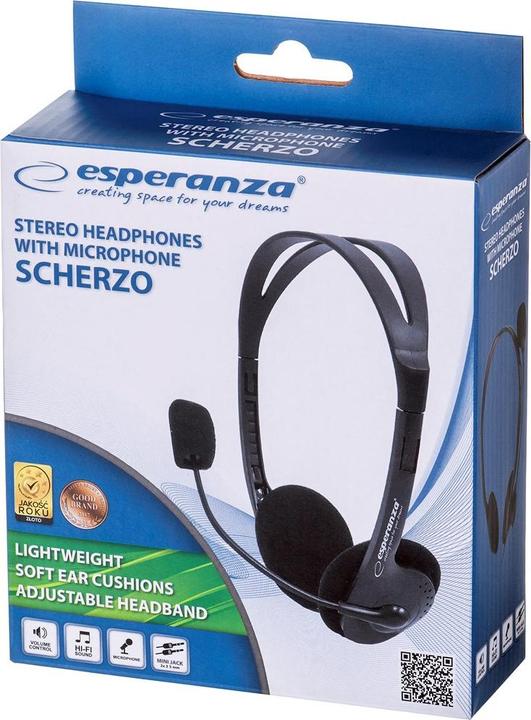 Produktbild Esperanza EH102 Kopfhörer & Headset Kabelgebunden Kopfband Anrufe/Musik Schwarz (Kabelgebunden)