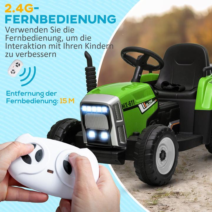 Image du produit Swisshandel24 Tracteur électrique, remorque, télécommande, tracteur autoporté, fonction MP3