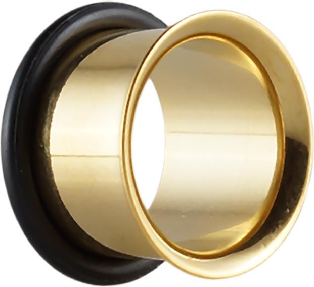 Actual product image Star Piercing Flared tunnel gold plated with O-ring (Surgical steel 316L)