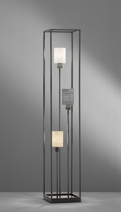 Immagine prodotto Fischer & Honsel Lampada da terra Honsel Isko - nero sabbia/tessuto lino bianco+grigio+sabbia (40430) (E14)