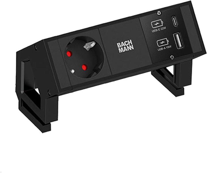 Produktbild Bachmann DESK 2 1x Steckdose 1x USB-Charger A/C, schwarz (902.9109) (1 x, CEE 7/3)