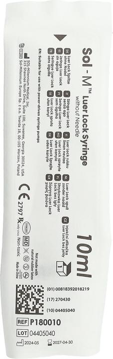 Valeurs nutritives et ingrédients Sol-m Seringue 10ml Luer Lock stérile 3-pièces 100 pcs