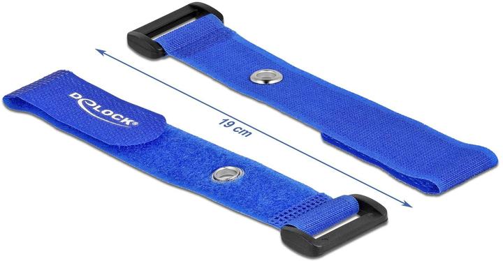 Produktbild Delock Klett-Kabelbinder mit Schlaufe und Befestigungsöse L 190 x B 25 mm blau 5 Stück (Klettkabelbinder, 190 mm, 5 Stk.)