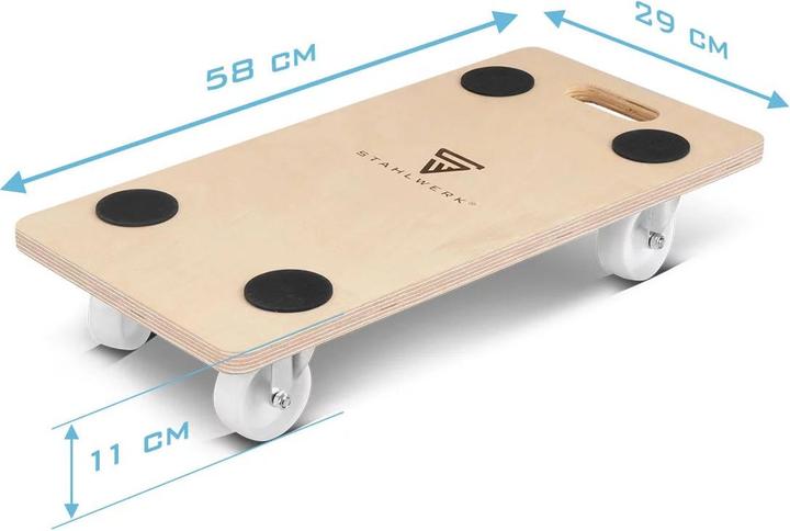 Image du produit Stahlwerk Rollwagen 4er Set bis 250 kg 58x29 cm Rollbrett Transportroller (250 kg)