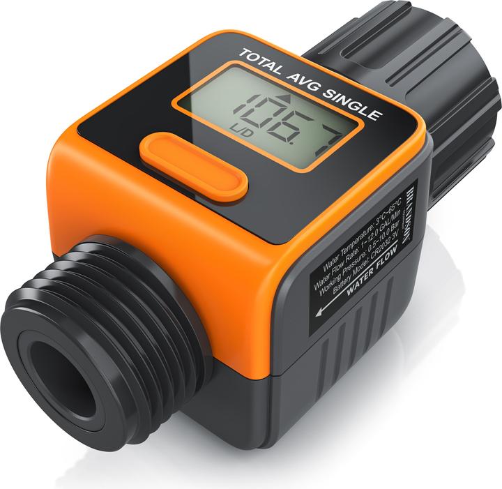 Immagine prodotto Brandson Contatore d'acqua, misuratore di portata digitale da 3/4 di pollice, contatore d'acqua, misuratore (Timer acqua)