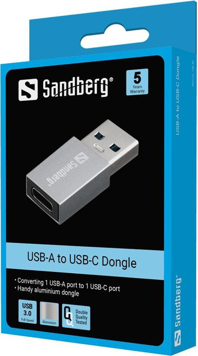 Actual product image Sandberg USB-A to USB-C dongle