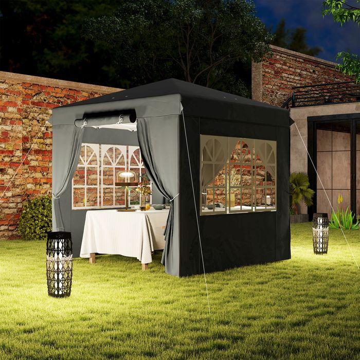 Actual product image Swisshandel24 Faltpavillon 2,5x2,5m, wasserabweisend, mit 4 Seitenteilen, Dunkelgrau (250 cm, 250 cm)