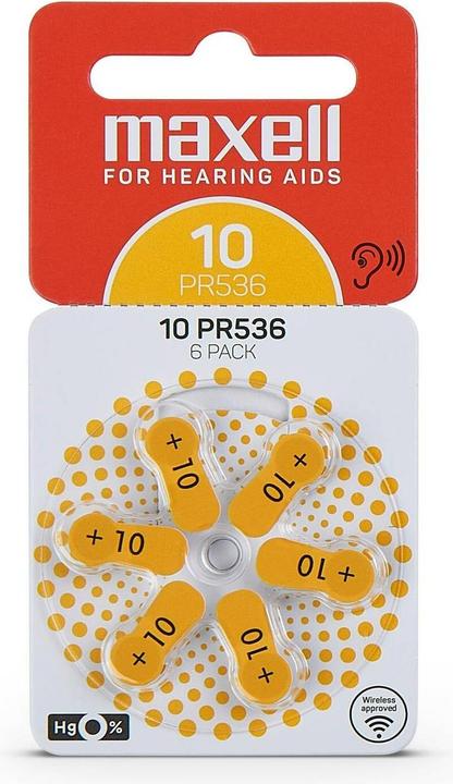 Actual product image Maxell Hearing aid battery PR536-10 (6 pcs., PR70)