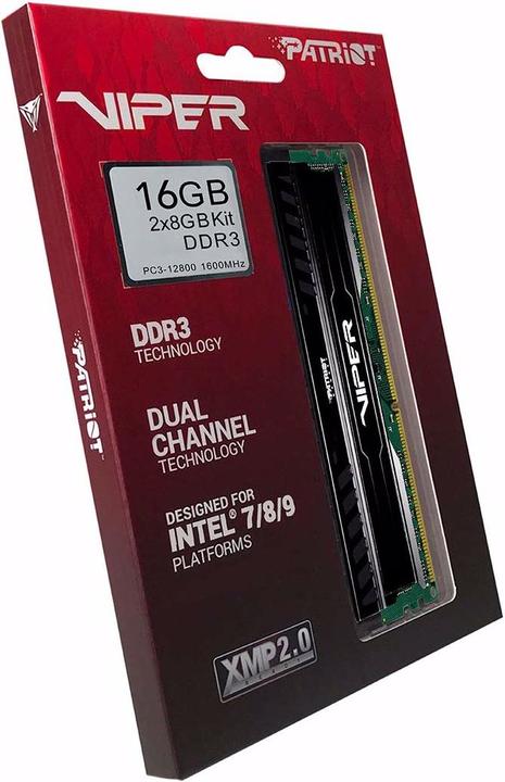 Actual product image Patriot Viper 3 Black Mamba (2 x 8GB, 1600 MHz, DDR3-RAM, DIMM)